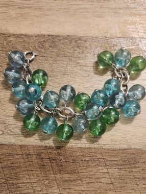 Bubble Bead Charm Bracelet - Green & Teal